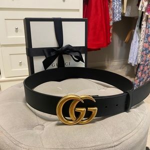Gucci double G wide leather belt